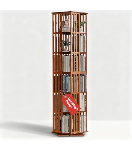 Amazon.com: BAMEOS Rotating Bookshelf Tower 4 Tier, 360 Spinning